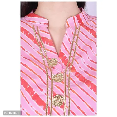 Faunashaw Women Cotton Straight Leheriya Print Kurti (FSK710 Pink Lahariya-M-thumb4