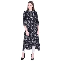 Faunashaw Women's Black Rayon Printed Asymmetric Kurti-thumb2