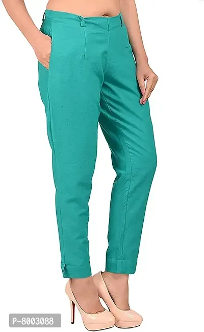 Faunashaw Women Regular Fit Casual Trouser Pants Cotton Flex Slim Fit Straight for Girls/Ladies/Women-thumb3