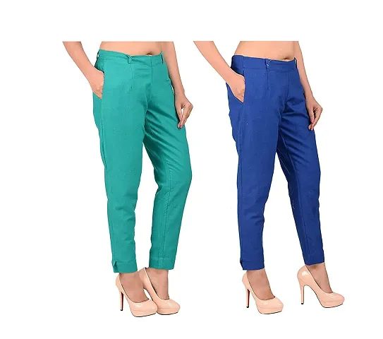 Faunashaw Women Regular Fit Casual Trouser Pants Flex Slim Fit Straight for Girls/Ladies/Women