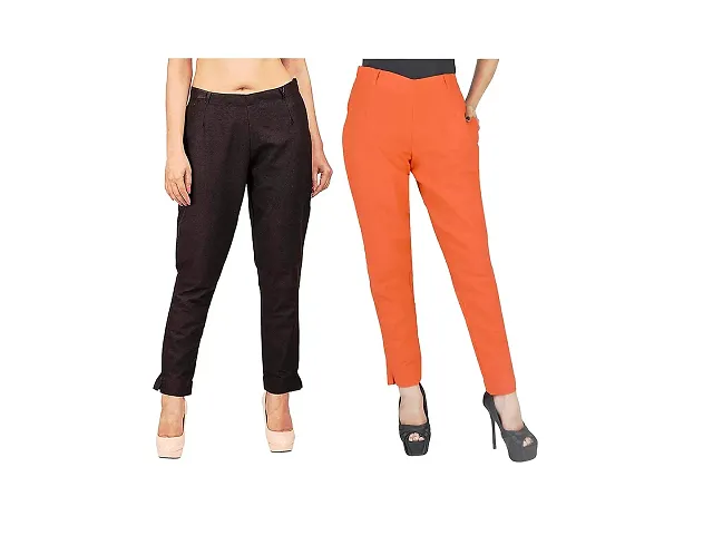 Faunashaw Women Regular Fit Casual Trouser Pants Flex Slim Fit Straight for Girls/Ladies/Women