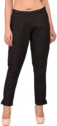 Faunashaw Women Regular Fit Casual Trouser Pants Cotton Flex Slim Fit Straight for Girls/Ladies/Women-thumb1