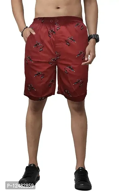 Relaxed Cotton Casual Elastic Shorts, Adjustable Button+Zip Pocket Tomato Red-thumb0
