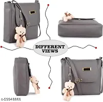 NRST Stylish Women Sling Bag - Regular Size PU Travel Detachable Sling Bags/School Bag/Office Sling Bag For Women (Grey)-thumb2