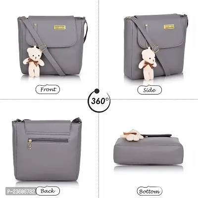 NRST Stylish Women Sling Bag - Regular Size PU Travel Detachable Sling Bags/School Bag/Office Sling Bag For Women (Grey)-thumb5