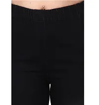 Stylish Black Cotton Solid Jeggings For Women-thumb2