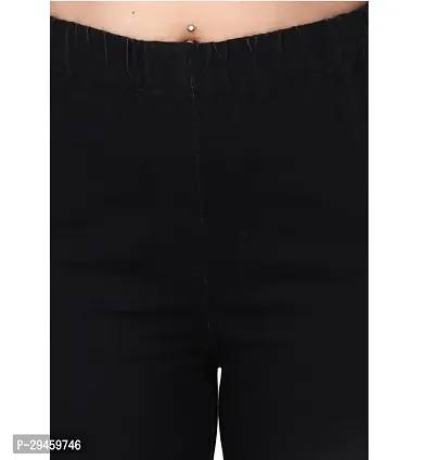 Stylish Black Cotton Solid Jeggings For Women-thumb3