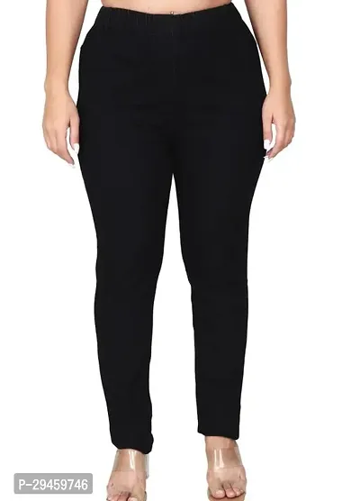 Stylish Black Cotton Solid Jeggings For Women