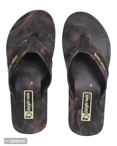 Delight Walk Men's Flip Flops Brown Slippers For Men.-thumb0