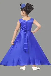 Atalia Girl's Pure Satin Sleeveless Maxi/Full Length Ethnic Wear Gown Dress, Blue (Size: 5-6 Years); [B-GOWN-26]-thumb1