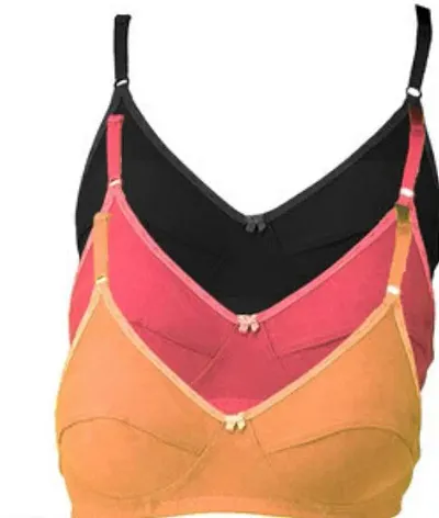 Stylish Blend Solid Bras For Women Pack Of 3