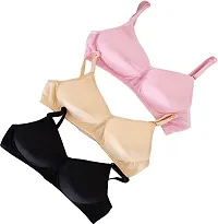 Stylish Multicoloured Cotton Blend Solid Bras For Women Pack Of 3-thumb1