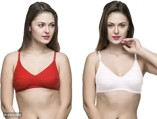 Stylish Multicoloured Cotton Blend Solid Bras For Women Pack Of 2-thumb0