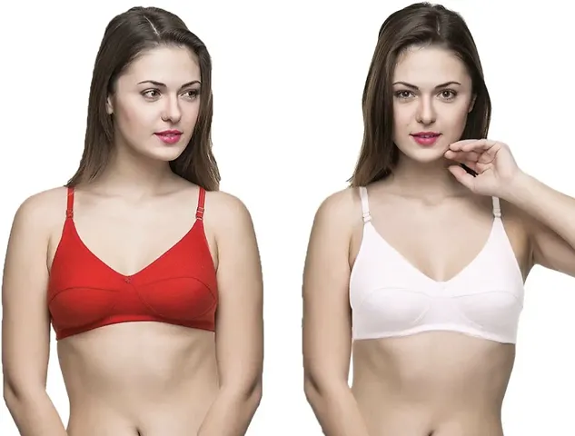 Stylish Blend Solid Bras For Women Pack Of 2