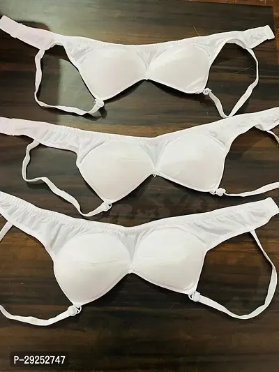 Stylish White Cotton Blend Solid Bras For Women Pack Of 3