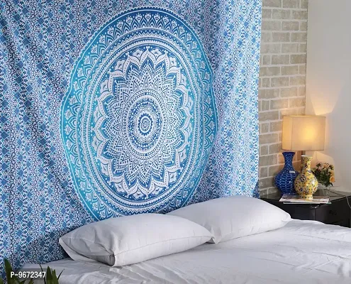 Blue Hippie Mandala Tapestry Bohemian Dorm Tapestry Bedroom Blanket