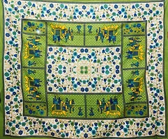 Doraya King Size Double Bed Sheet with Pillow Covers Pure Cotton Traditional Jaipuri Printed Bedcover (Green, King)-thumb1