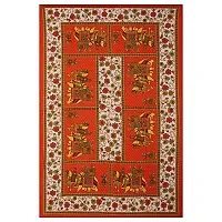 Doraya King Size Double Bed Sheet with Pillow Covers Pure Cotton Traditional Jaipuri Printed Bedcover (Orange, King)-thumb2