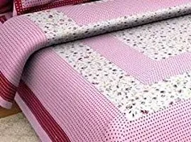 Doraya King Size Double Bed Sheet with Pillow Covers Pure Cotton Traditional Jaipuri Printed Bedcover (Pink, King)-thumb3