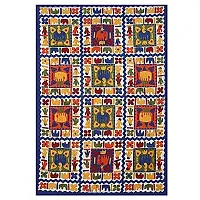 Doraya Queen Size Double Bed Sheet with Pillow Covers Pure Cotton Traditional Jaipuri Printed Bedcover (Blue, Queen)-thumb1