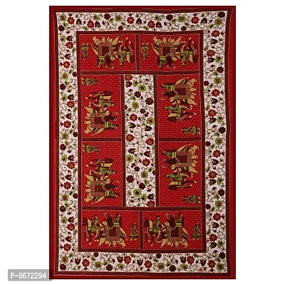 Doraya King Size Double Bed Sheet with Pillow Covers Pure Cotton Traditional Jaipuri Printed Bedcover (Red, King)-thumb4