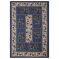 Doraya King Size Double Bed Sheet with Pillow Covers Pure Cotton Traditional Jaipuri Printed Bedcover (Blue, King)-thumb2