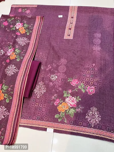 Elegant Purple Wool  Dress Material with Dupatta For Women-thumb0