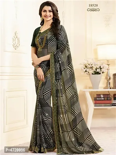 Women Georgette Printed Saree with Blouse piece-thumb0