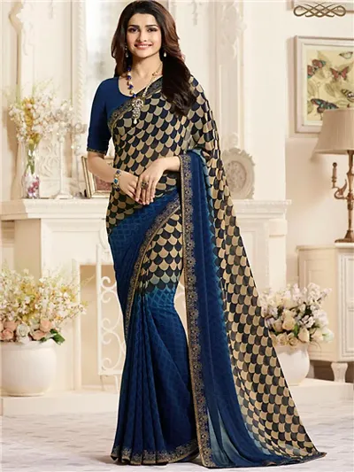Printed Georgette Saree With Blouse piece