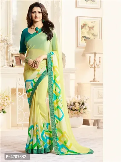 Stylish Georgette Floral Print Saree With Blouse Piece-thumb0