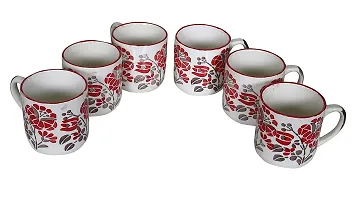 RAJ ROYAL? Handcrafted 300 ML Multicolor Daily use Ceramic Teacups Mugs Saucers Coffee Cups Handmade for Home Office Shop Gift for Friends and Family Set of 6-thumb3