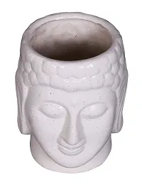 RAJ ROYAL Handcrafted Ceramic Bhuddha Shape Flower Vase for Living Room Handmade Decorative Vases Pot Planter for Garden for Home Office Decoration Pots for Office Home Gift for Friends and Family,White-thumb4