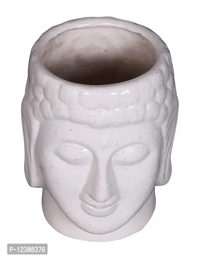 RAJ ROYAL Handcrafted Ceramic Bhuddha Shape Flower Vase for Living Room Handmade Decorative Vases Pot Planter for Garden for Home Office Decoration Pots for Office Home Gift for Friends and Family,White-thumb5