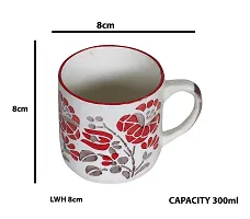 RAJ ROYAL Ceramic Stylish Coffee Mugs Tea Cup for Kids Girls Boys Flower Printed Design Microwave Cup with Handle Ideal Best Gift for Friends Anniversary Birthday - (Set of 6, Capacity - 300 ml)-thumb4