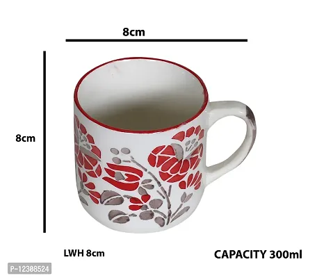 RAJ ROYAL Ceramic Stylish Coffee Mugs Tea Cup for Kids Girls Boys Flower Printed Design Microwave Cup with Handle Ideal Best Gift for Friends Anniversary Birthday - (Set of 6, Capacity - 300 ml)-thumb5