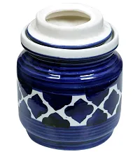 RAJ ROYAL Ceramic Storage Container Jar with Lid Storage Canister (Blue) -1.25 kg-thumb1