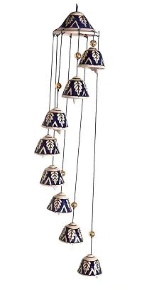 RAJ ROYAL Ceramic Blue Wind Chimes Bell (8 Bells) - Elegant Decorative Melodious Hanging Bells for Home| Centre-Piece Decoration Bells for Indoor, Outdoor & Weddings-thumb1