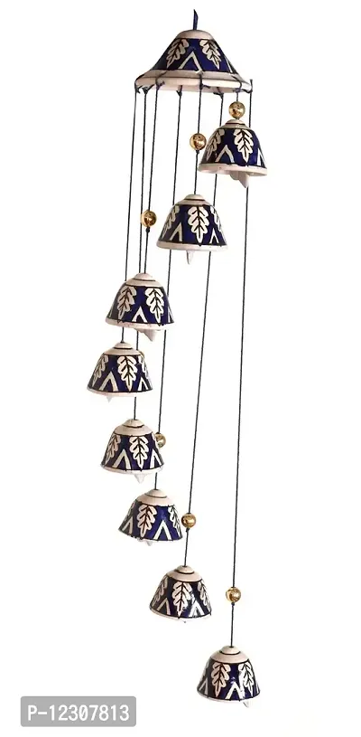 RAJ ROYAL Ceramic Blue Wind Chimes Bell (8 Bells) - Elegant Decorative Melodious Hanging Bells for Home| Centre-Piece Decoration Bells for Indoor, Outdoor & Weddings-thumb2