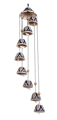 RAJ ROYAL Ceramic Blue Wind Chimes Bell (8 Bells) - Elegant Decorative Melodious Hanging Bells for Home| Centre-Piece Decoration Bells for Indoor, Outdoor & Weddings-thumb2