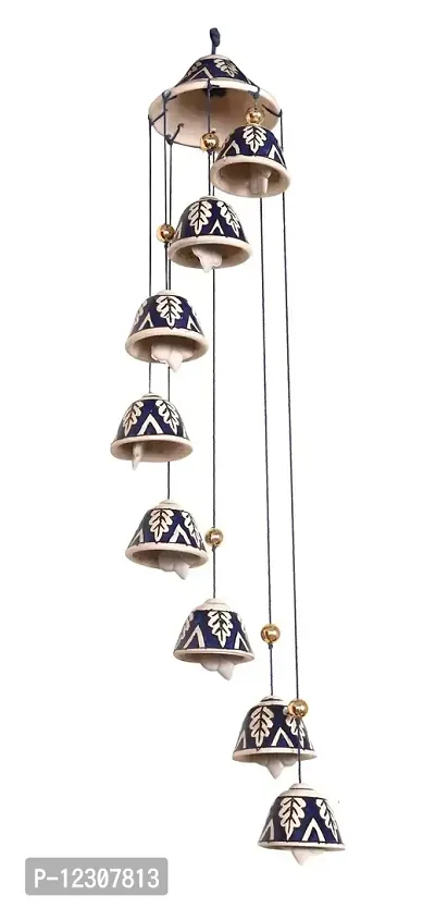 RAJ ROYAL Ceramic Blue Wind Chimes Bell (8 Bells) - Elegant Decorative Melodious Hanging Bells for Home| Centre-Piece Decoration Bells for Indoor, Outdoor & Weddings-thumb3