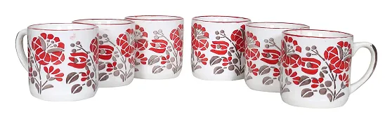 RAJ ROYAL Ceramic Stylish Coffee Mugs Tea Cup for Kids Girls Boys Flower Printed Design Microwave Cup with Handle Ideal Best Gift for Friends Anniversary Birthday - (Set of 6, Capacity - 300 ml)-thumb2