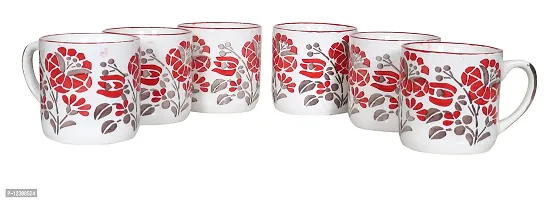 RAJ ROYAL Ceramic Stylish Coffee Mugs Tea Cup for Kids Girls Boys Flower Printed Design Microwave Cup with Handle Ideal Best Gift for Friends Anniversary Birthday - (Set of 6, Capacity - 300 ml)-thumb3