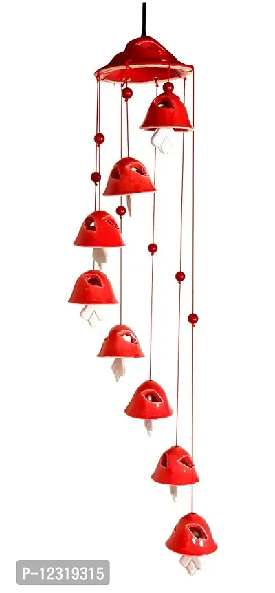 RAJ ROYAL Ceramic Red Wind Chimes Bell (8 Bells) - Elegant Decorative Melodious Hanging Bells for Home D?cor| Centre-Piece Decoration Bells for Indoor, Outdoor & Weddings-thumb2