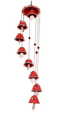 RAJ ROYAL Ceramic Red Wind Chimes Bell (8 Bells) - Elegant Decorative Melodious Hanging Bells for Home D?cor| Centre-Piece Decoration Bells for Indoor, Outdoor & Weddings-thumb2
