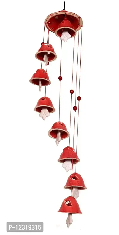 RAJ ROYAL Ceramic Red Wind Chimes Bell (8 Bells) - Elegant Decorative Melodious Hanging Bells for Home D?cor| Centre-Piece Decoration Bells for Indoor, Outdoor & Weddings-thumb3