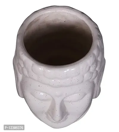 RAJ ROYAL Handcrafted Ceramic Bhuddha Shape Flower Vase for Living Room Handmade Decorative Vases Pot Planter for Garden for Home Office Decoration Pots for Office Home Gift for Friends and Family,White-thumb4