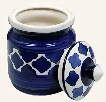 RAJ ROYAL Ceramic Storage Container Jar with Lid Storage Canister (Blue) -1.25 kg-thumb2