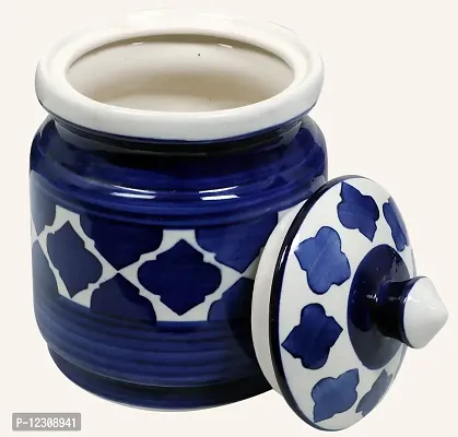 RAJ ROYAL Ceramic Storage Container Jar with Lid Storage Canister (Blue) -1.25 kg-thumb3