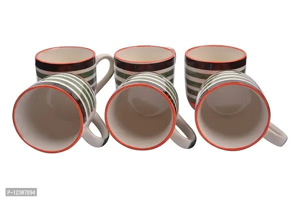 RAJ ROYAL? Handcrafted Ceramic Teacups Mugs Saucers Coffee Cups Handmade for Home Office Shop Gift for Friends and Family Set of 6 Multicolor line-thumb4