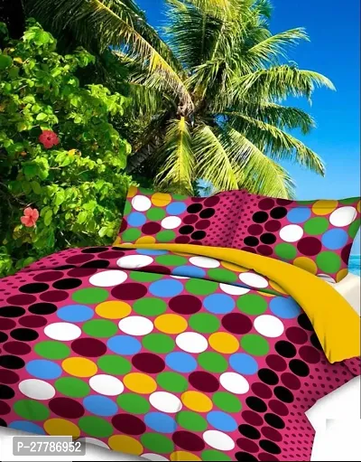 Comfortable Microfiber Printed Double Bedsheet with Two Pillow Covers-thumb0